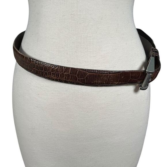 Tulliani Italian Calfskin Leather Belt Silver Solid Brass Buckle Made in Italy - Picture 9 of 15